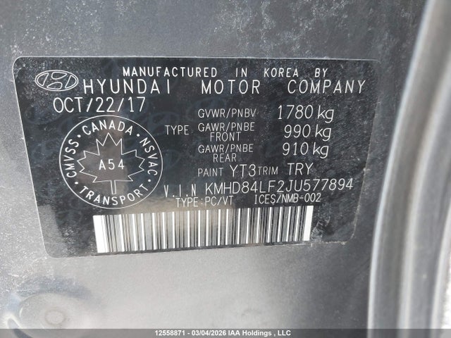 Aukcja sprzedaży 2018 Hyundai Elantra, vin: KMHD84LF2JU577894, numer aukcji: 12558871
