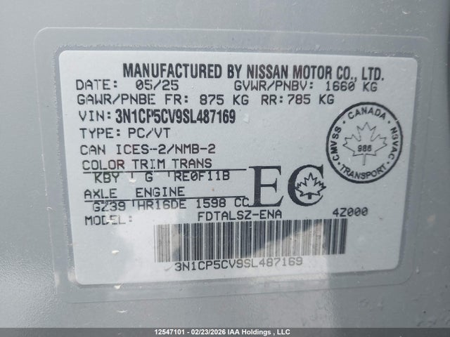 3N1CP5CV9SL487169 Nissan Kicks Play Sv