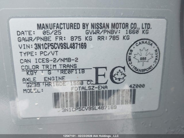 3N1CP5CV9SL487169 Nissan Kicks Play Sv