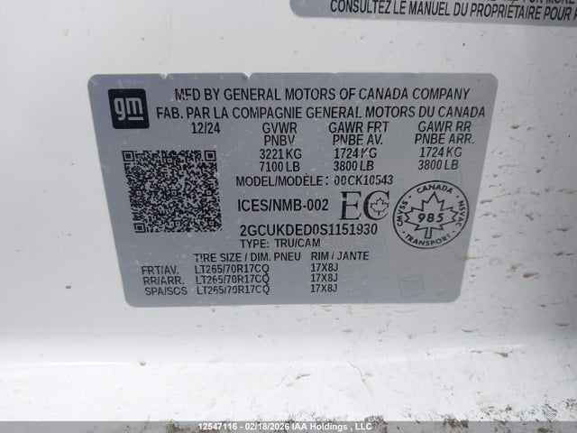 Aukcja sprzedaży 2025 Chevrolet Silverado 1500 4wd Lt, vin: 2GCUKDED0S1151930, numer aukcji: 12547116