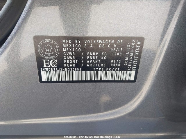 Volkswagen JETTA SE 2017 3VWDB7AJ2HM330658 Image 9