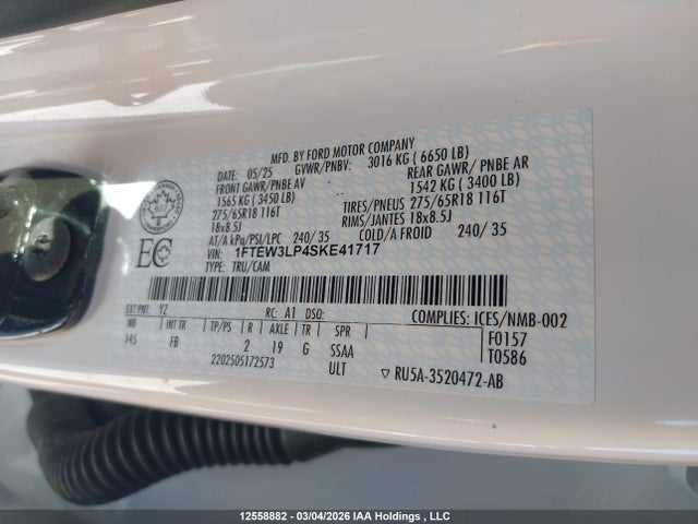 Продаж на аукціоні авто 2025 Ford F150 Xlt, vin: 1FTEW3LP4SKE41717, номер лоту: 12558882