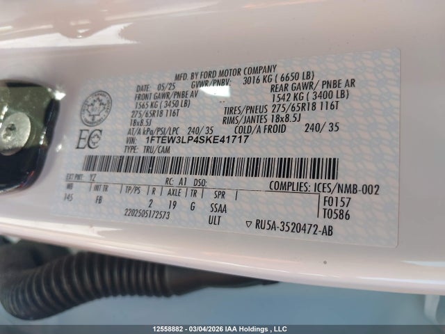 Продаж на аукціоні авто 2025 Ford F150 Xlt, vin: 1FTEW3LP4SKE41717, номер лоту: 12558882