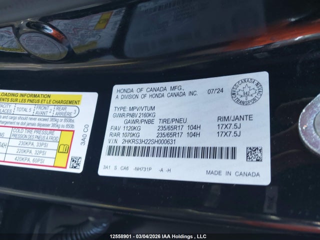 2HKRS3H22SH000631 Honda CR-V