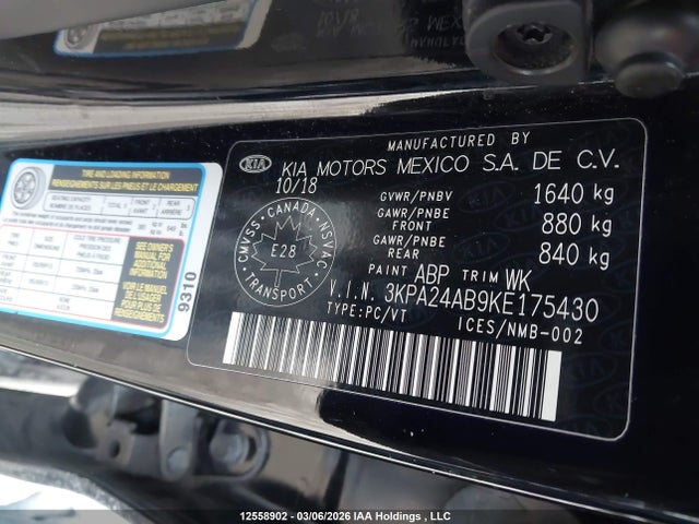 3KPA24AB9KE175430 KIA Rio