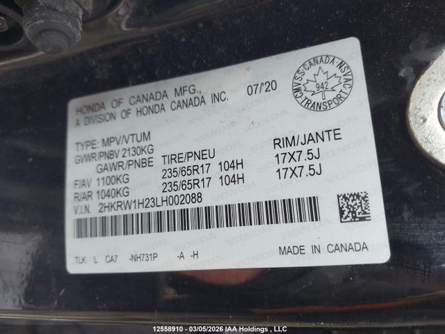 2HKRW1H23LH002088 Honda CR-V