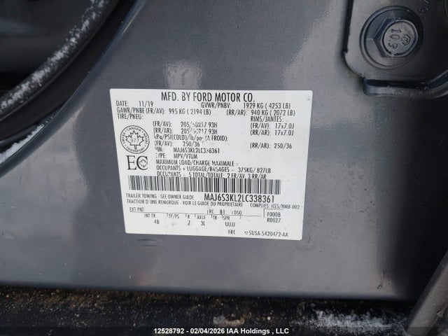 MAJ6S3KL2LC338361 Ford Ecosport Titanium
