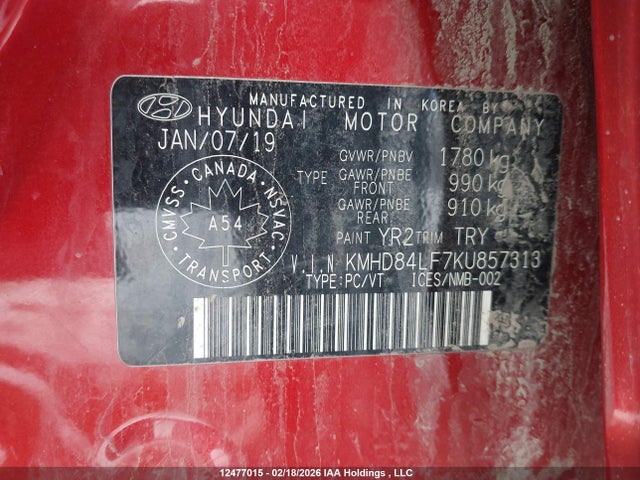 KMHD84LF7KU857313 Hyundai Elantra Preferred