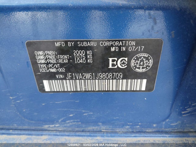 JF1VA2W61J9808709 Subaru Wrx Sti Sport-tech W/wing