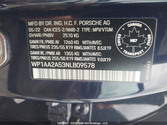 Porsche Macan 2022 WP1AA2A53NLB09578 Image 9