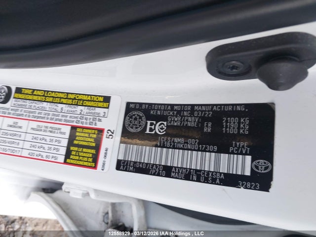 Aukcja sprzedaży 2022 Toyota Camry Hybrid Se, vin: 4T1B21HK0NU017309, numer aukcji: 12558929