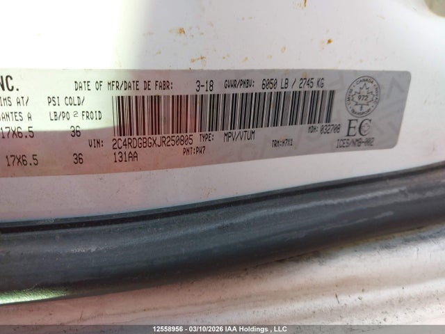 2C4RDGBGXJR250805 Dodge Grand Caravan Cvp/sxt