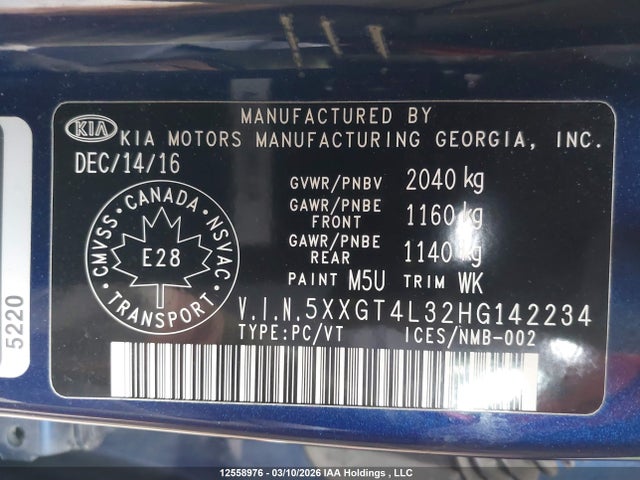 5XXGT4L32HG142234 KIA Optima Lx/lx+