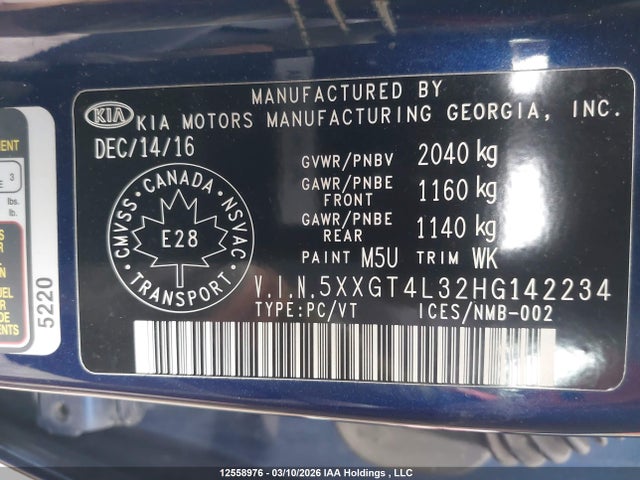 5XXGT4L32HG142234 KIA Optima Lx/lx+