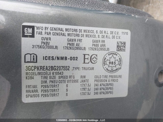 2011 Chevrolet Silverado K1500 Ls მანქანა იყიდება აუქციონზე, vin: 3GCPKREA2BG207552, აუქციონის ნომერი: 12558993