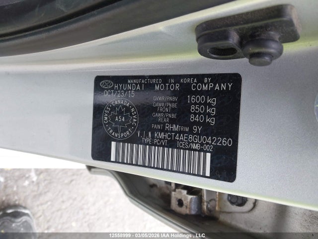KMHCT4AE8GU042260 Hyundai ACCENT SE