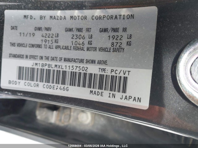JM1BPBLMXL1157502 Mazda 3
