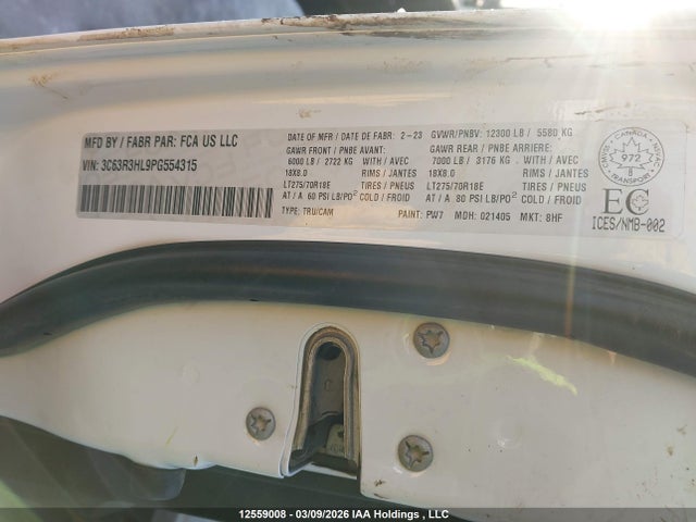 Aukcja sprzedaży 2023 Ram 3500 Big Horn, vin: 3C63R3HL9PG554315, numer aukcji: 12559008