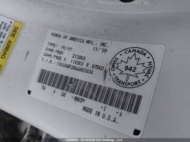 Aukcja sprzedaży 2010 Acura Tl, vin: 19UUA8F28AA800404, numer aukcji: 12559009
