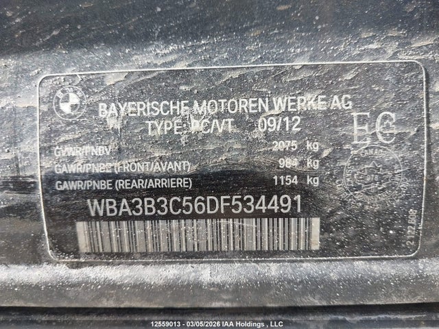 Продажа на аукционе авто 2013 Bmw 328i Xdrive/xdrive Classic Line, vin: WBA3B3C56DF534491, номер лота: 12559013