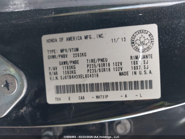 5J8TB4H3XEL804018 Acura RDX