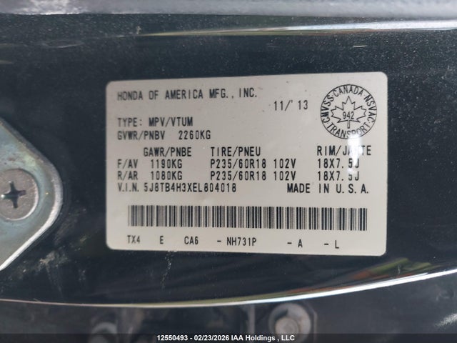 5J8TB4H3XEL804018 Acura RDX