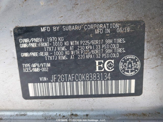 JF2GTAFC0K8383134 Subaru Crosstrek Sport