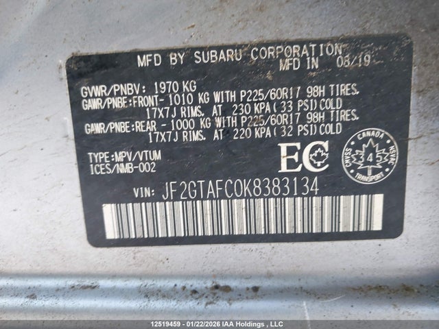 JF2GTAFC0K8383134 Subaru Crosstrek Sport