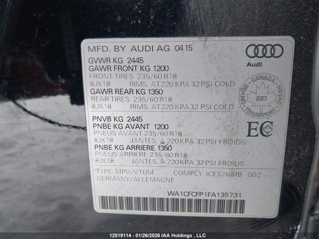 WA1CFCFP1FA135731 Audi Q5 2.0t Komfort