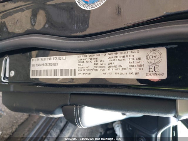1C4RJHBG5S8750883 Jeep Grand Cherokee
