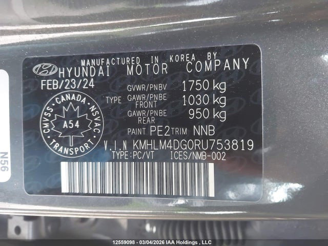 Продаж на аукціоні авто 2024 Hyundai Elantra Sel, vin: KMHLM4DG0RU753819, номер лоту: 12559098