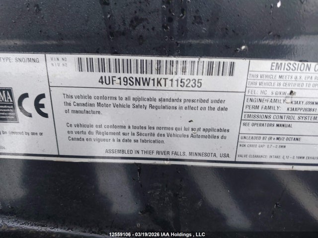 4UF19SNW1KT115235 Arctic Cat Arctic Cat