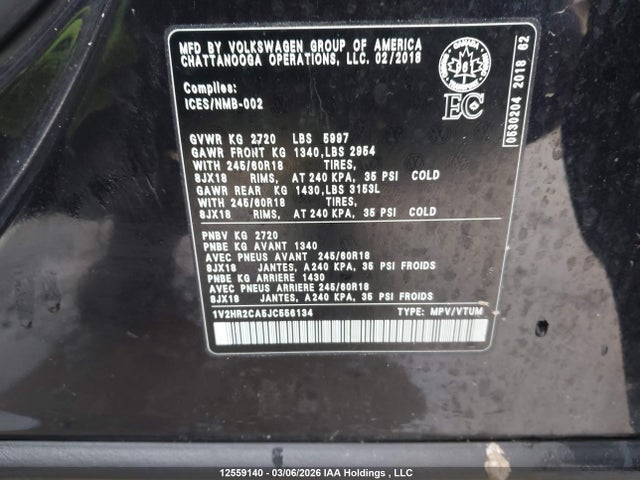 Продаж на аукціоні авто 2018 Volkswagen Atlas, vin: 1V2HR2CA5JC556134, номер лоту: 12559140
