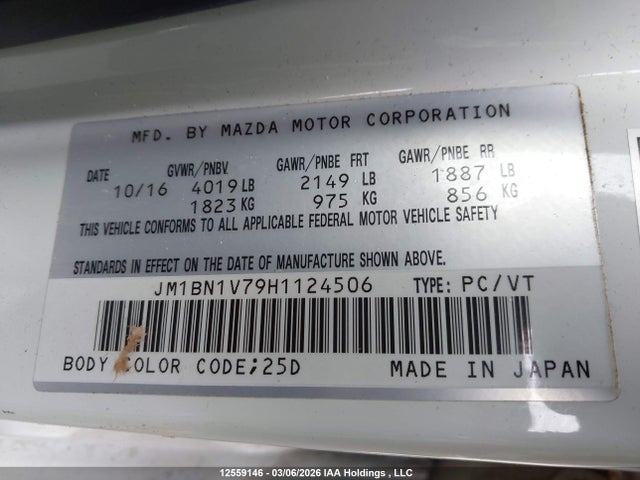 JM1BN1V79H1124506 Mazda 3 TOURING