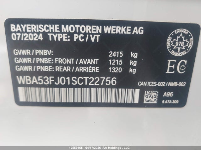 Aukcja sprzedaży 2025 Bmw 530 Xi, vin: WBA53FJ01SCT22756, numer aukcji: 12559165