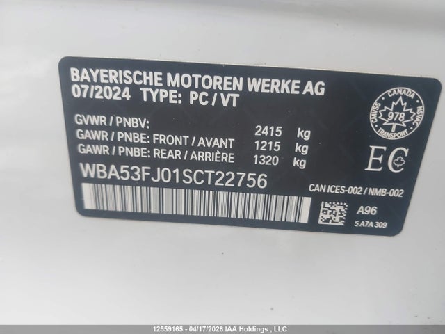Aukcja sprzedaży 2025 Bmw 530 Xi, vin: WBA53FJ01SCT22756, numer aukcji: 12559165