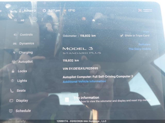 Aukcja sprzedaży 2020 Tesla Model 3, vin: 5YJ3E1EA1LF625695, numer aukcji: 12559174