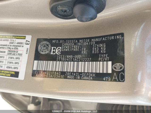 Продаж на аукціоні авто 2010 Toyota Corolla Ce, vin: 2T1BU4EE1AC212227, номер лоту: 12559211