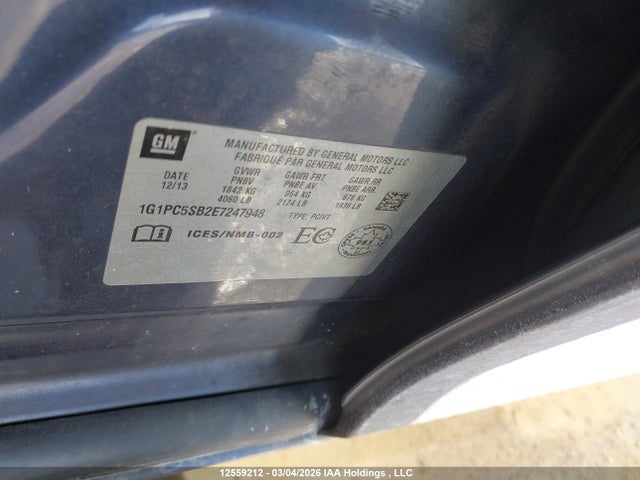 Aukcja sprzedaży 2014 Chevrolet Cruze 1lt, vin: 1G1PC5SB2E7247948, numer aukcji: 12559212