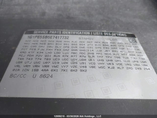 1G1PE5SB5E7417732 Chevrolet Cruze 2lt