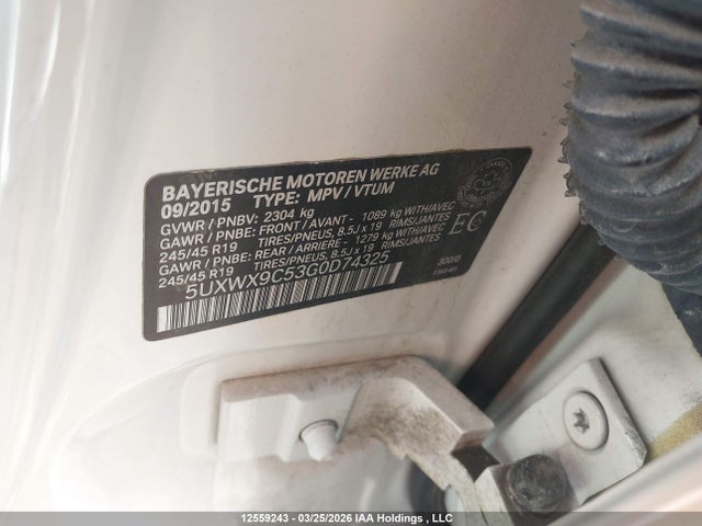 5UXWX9C53G0D74325 BMW X3 Xdrive28i