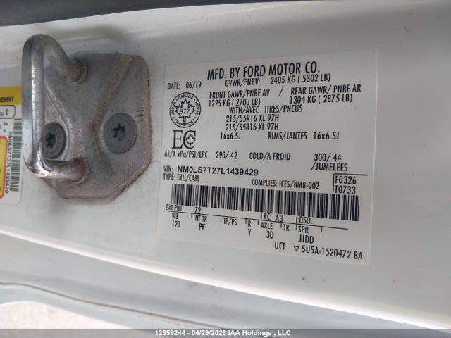 12559244 :رقم المزاد ، NM0LS7T27L1439429 vin ، 2020 Ford Transit Connect Xlt مزاد بيع