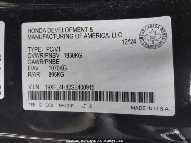 19XFL4H82SE400915 Honda Civic