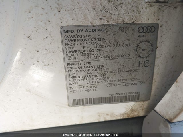 WA1BNAFY2J2072685 Audi Q5 Premium Plus