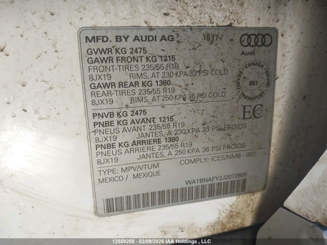 WA1BNAFY2J2072685 Audi Q5 Premium Plus
