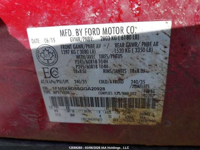 1FM5K8D88GGA20928 Ford EXPLORER XLT
