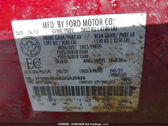 1FM5K8D88GGA20928 Ford EXPLORER XLT