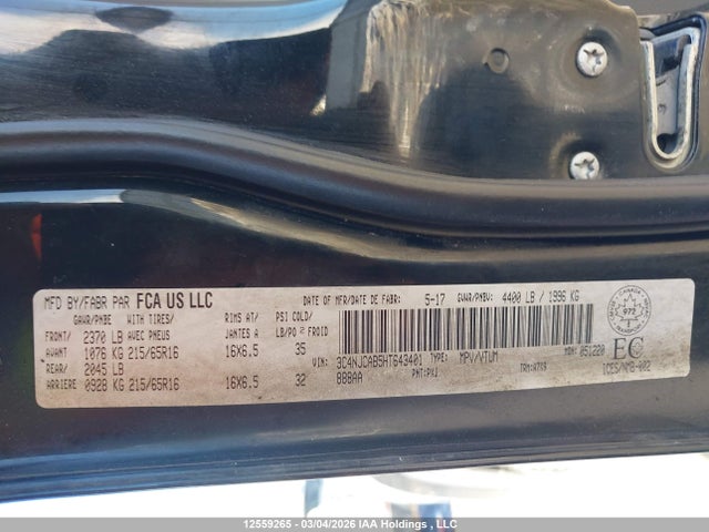 Продажа на аукционе авто 2017 Jeep New Compass Sport, vin: 3C4NJCAB5HT643401, номер лота: 12559265