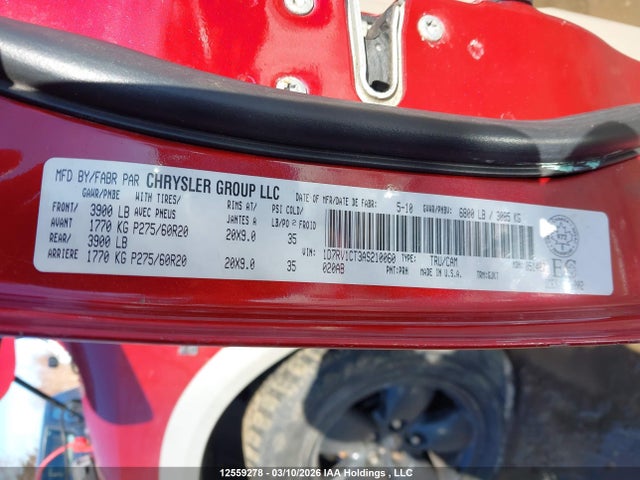 Aukcja sprzedaży 2010 Dodge Ram 1500, vin: 1D7RV1CT3AS210060, numer aukcji: 12559278