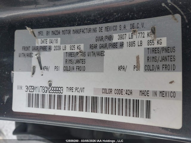 3MZBM1V78GM299993 Mazda Mazda3 Gs